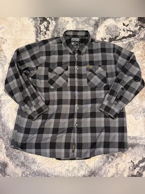 DIXXON “1911” Men's Black & Gray Plaid Button-Down Shirt